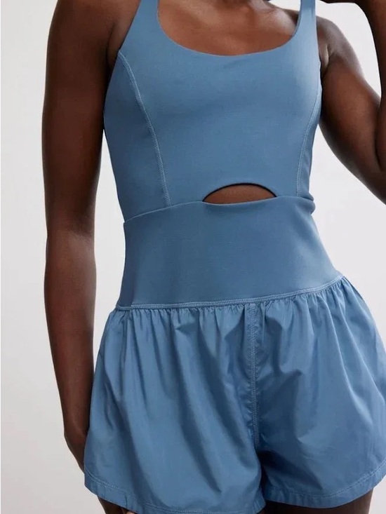 Free People Pants - Free People Blue Sleeveless Cutout Romper